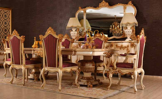 ZOTICAY HAND CARVED EUROPEAN DINING TABLE SET – handcrafted solid wood furniture