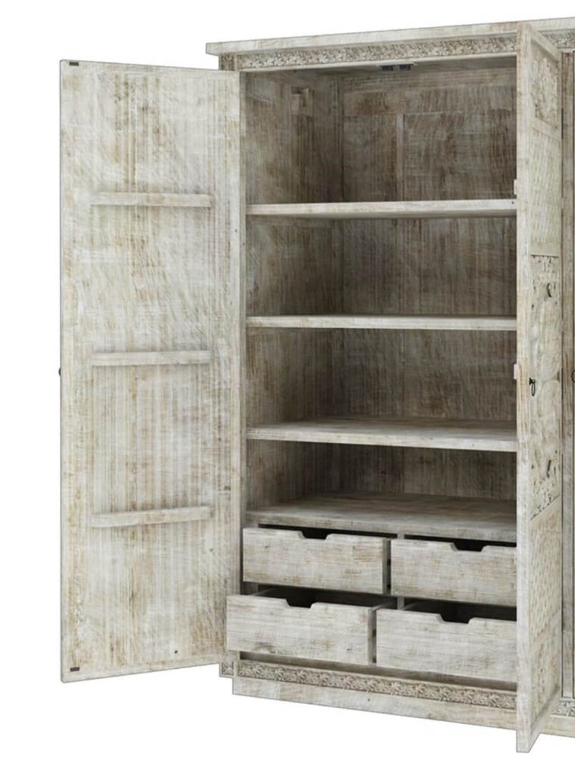 Juffair Hand Carved Solid Wood Armoire