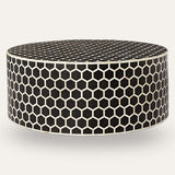 Bone Inlay Honeycomb Round Coffee Table