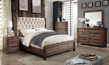 HIBASHI Tufted Rustic Natural Solid Wooden Bed Frame