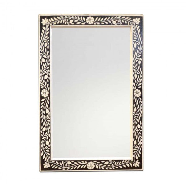 Floral Hand Painted Wall Mirror BLACK