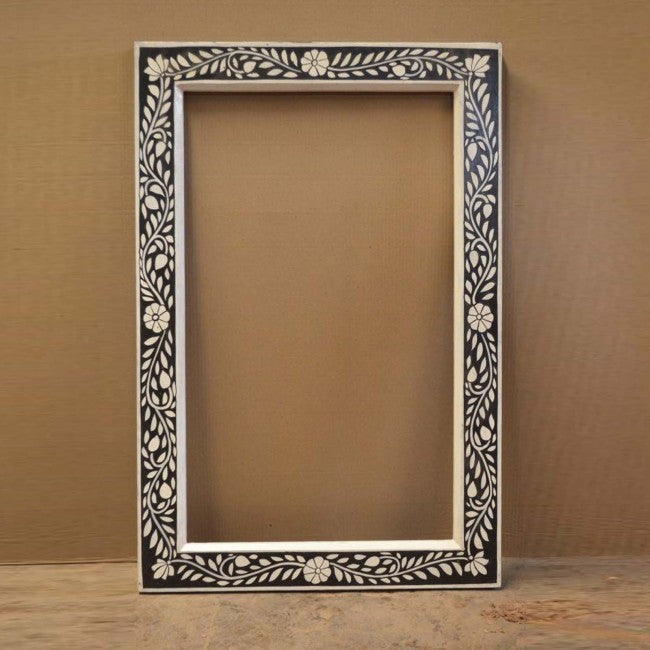 Floral Hand Painted Wall Mirror BLACK
