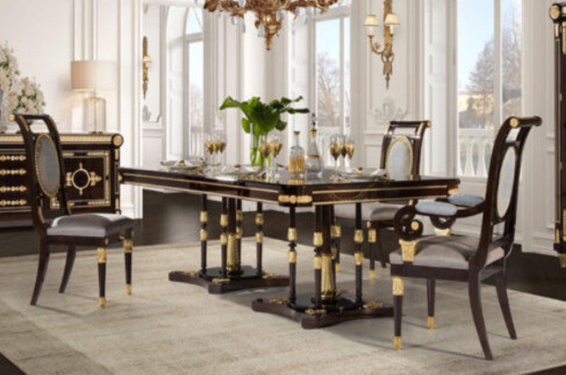 Mars Hand Carved Designer Luxury Dining Table Set