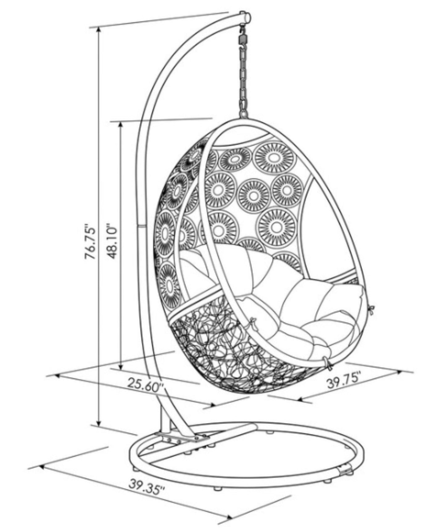 Mali Modern Outdoor Patio Bay Swing Chair