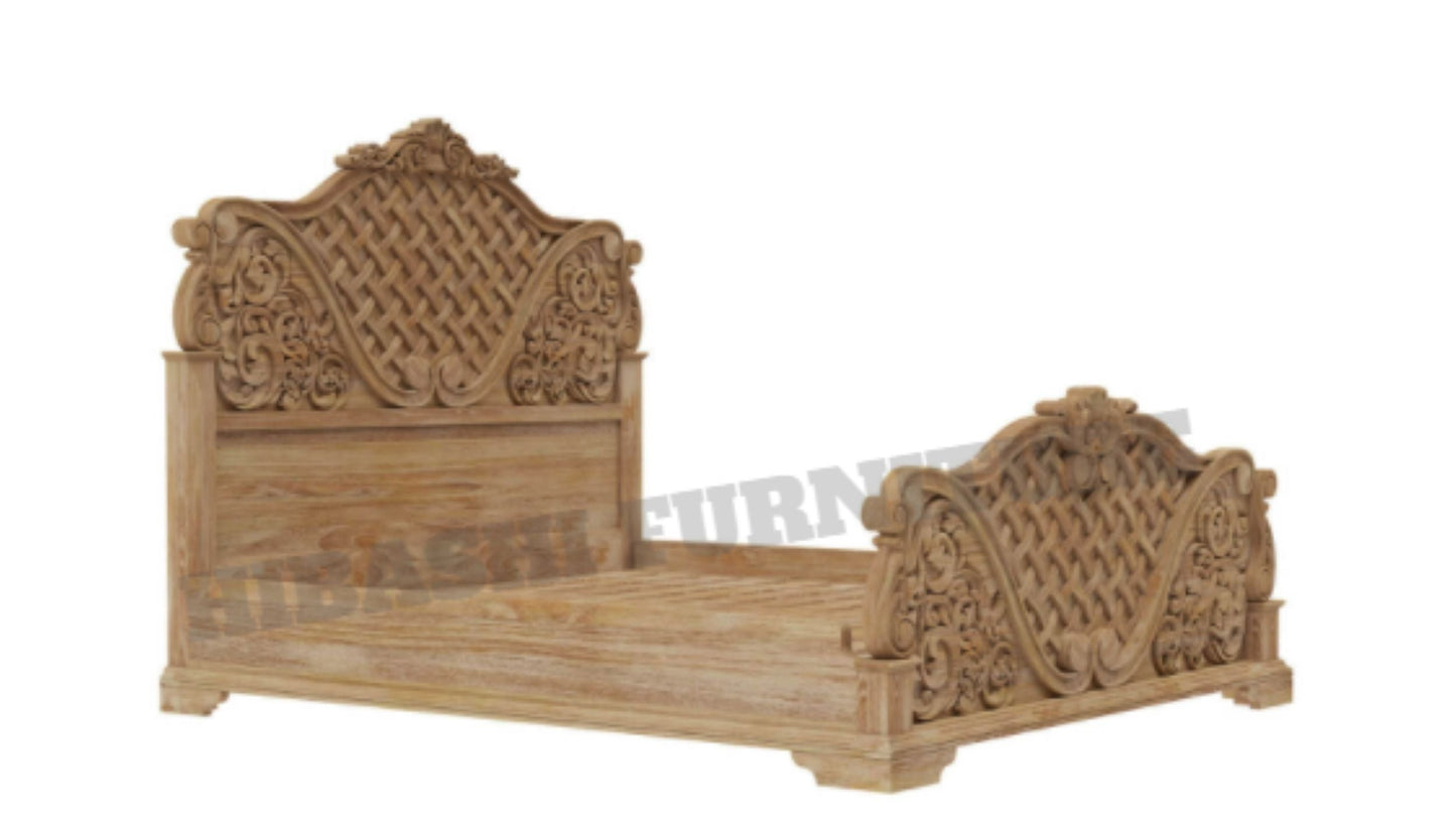 Blossom Solid Mango Wood Traditional Rustic Platform Bed