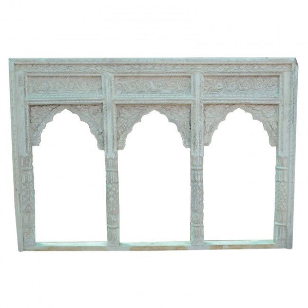 Antique Mehrab Reclaimed Wood Carved Wall Mirror Frame
