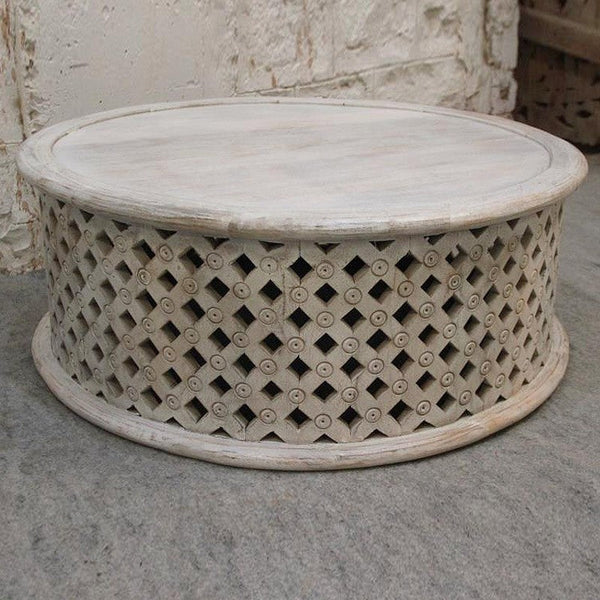 Wooden Round Drum Mesh Coffee Table/Center Table