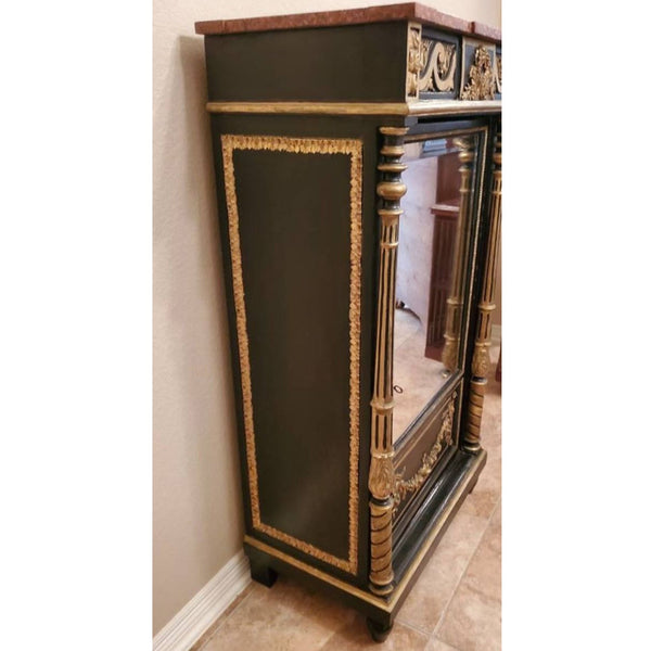 LUXY Hand Carved Magnificent Mirrored Cabinet