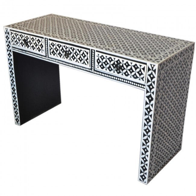 Geometrical Design Hand Made Bone Inlaid Hall Table/ Console Table