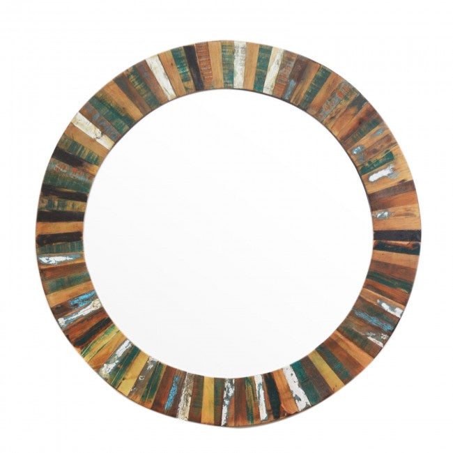 Reclaimed Wood Round Mirror Frame