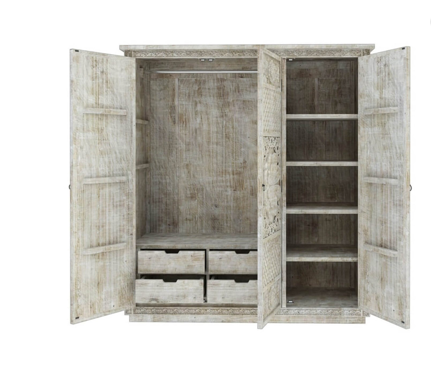 Juffair Hand Carved Solid Wood Armoire