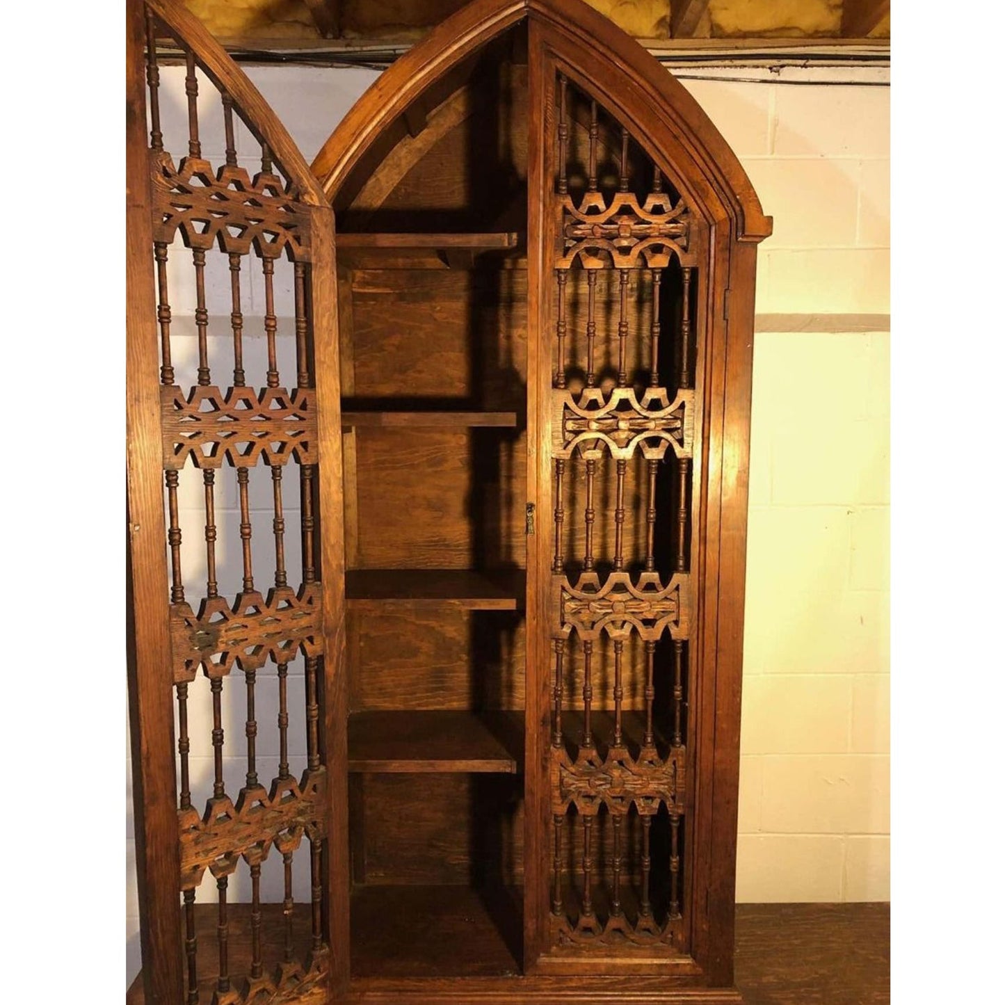 MORAL Magnificent Hand Carved Mango Wood Gothic Style Bookshelf Cabinet