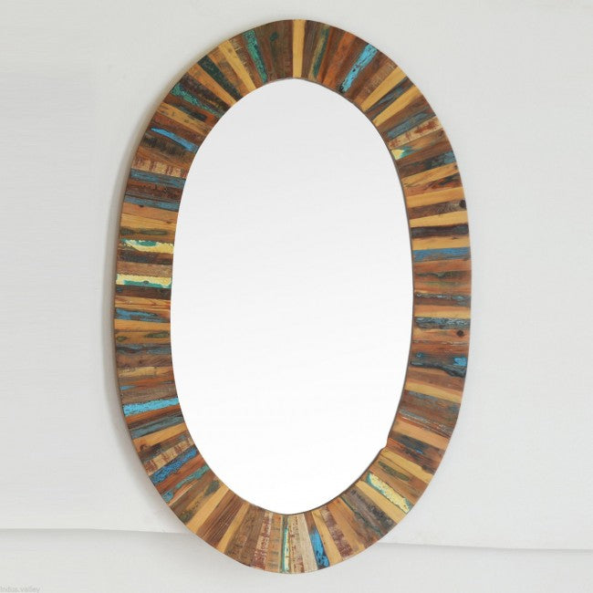 Old Oval Reclaimed Wood Mirror Frame