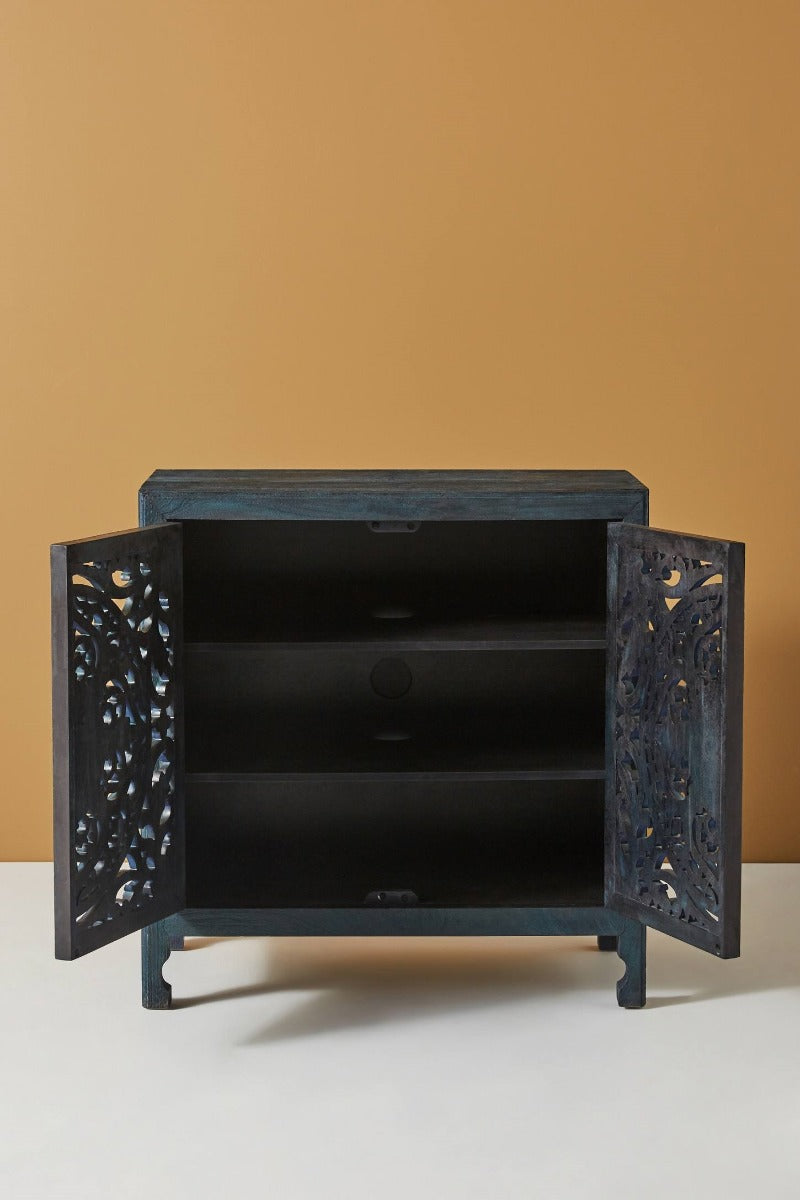 Lombok Hand carved Indian Style Entryway Cabinet / Hand Made Wooden Sideboard cabinet