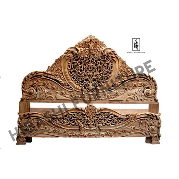 ARANGI Solid Mango Wood Hand Carved Bed Frame