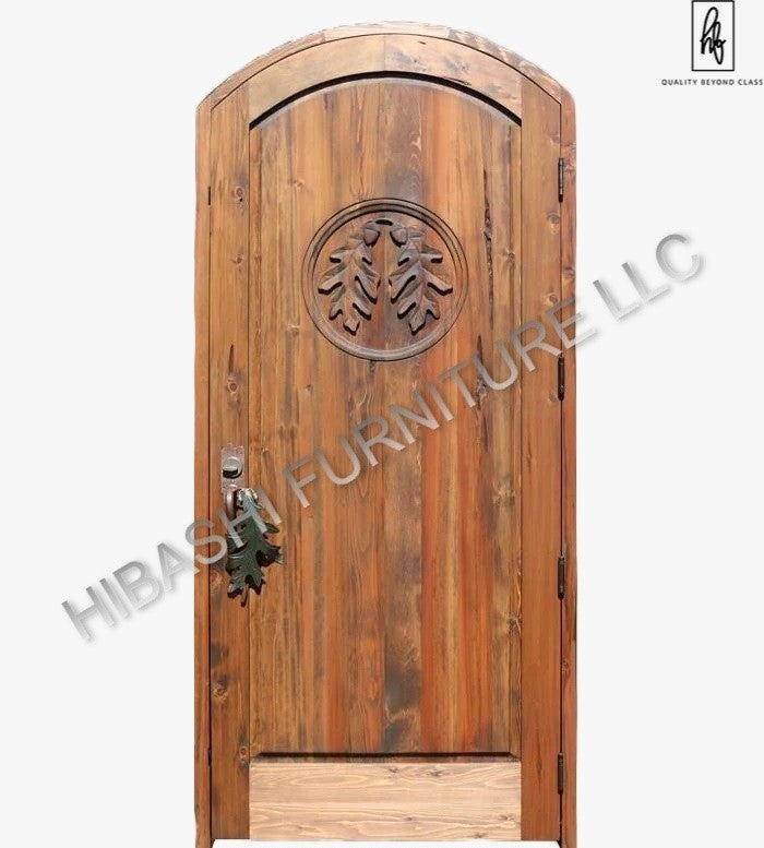 Banawe Hand Carved Oak Leaf Entry Door