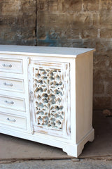 French Arched With 4 Drawers And Mirror Door Sideboard