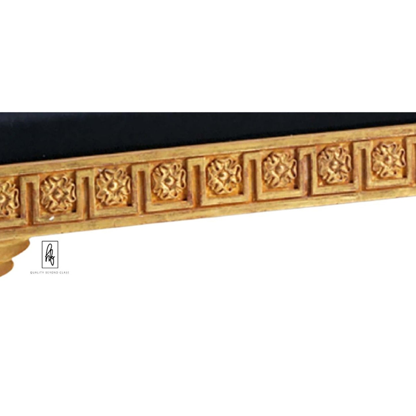 Golden Hand Carved Solid Mango Wood Day Bed