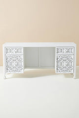 Lombok Hand Carved Indian Style Home Office Desk / Solid Wooden Office Desk