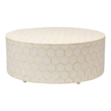 Bone Inlay Honeycomb Round Coffee Table