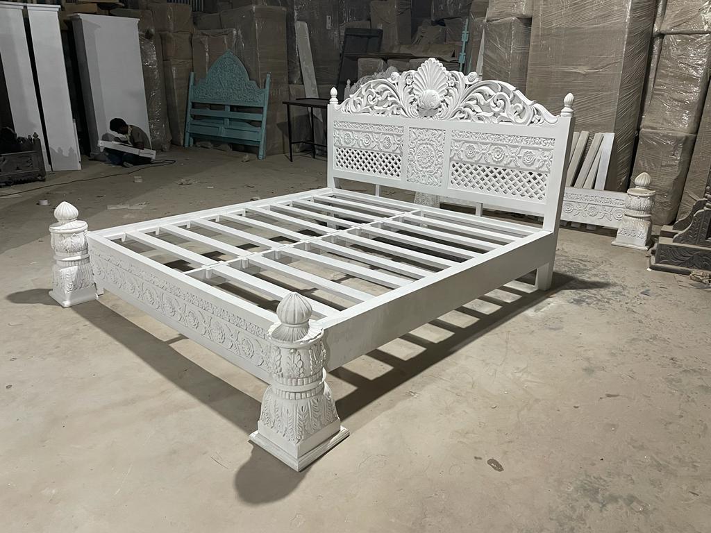 Juffair Hand Carved Solid Wood Platform Bed