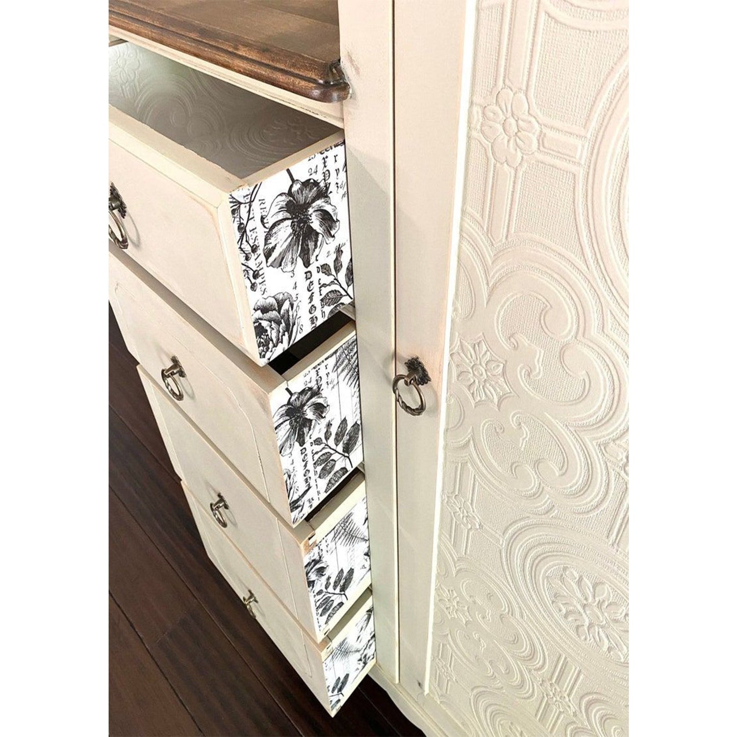 SUZI Solid Mango Wood Hand Carved Antique Armoire