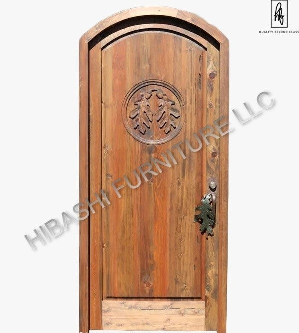 Banawe Hand Carved Oak Leaf Entry Door