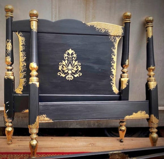 Royal Mirage Hand Carved Solid Wood Golden Accent Bed Frame