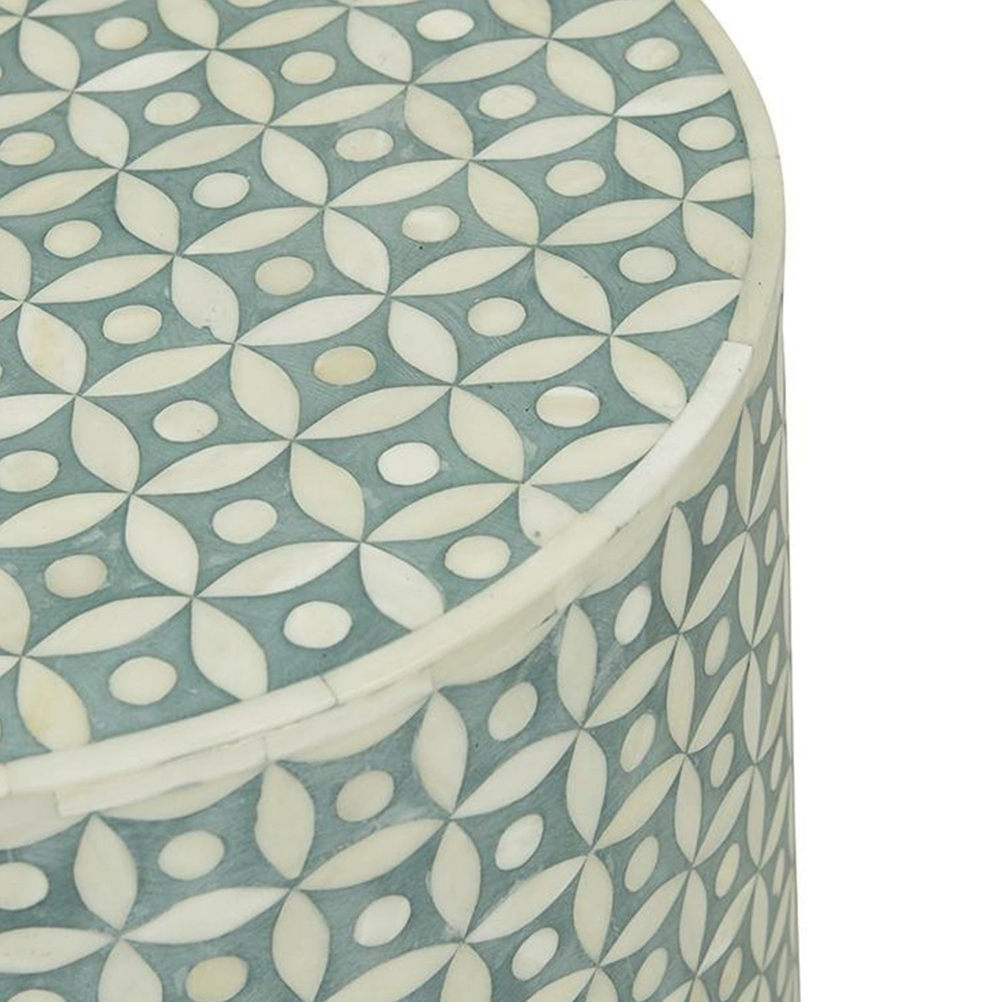 Bone Inlay Geometry Design Round Side Table