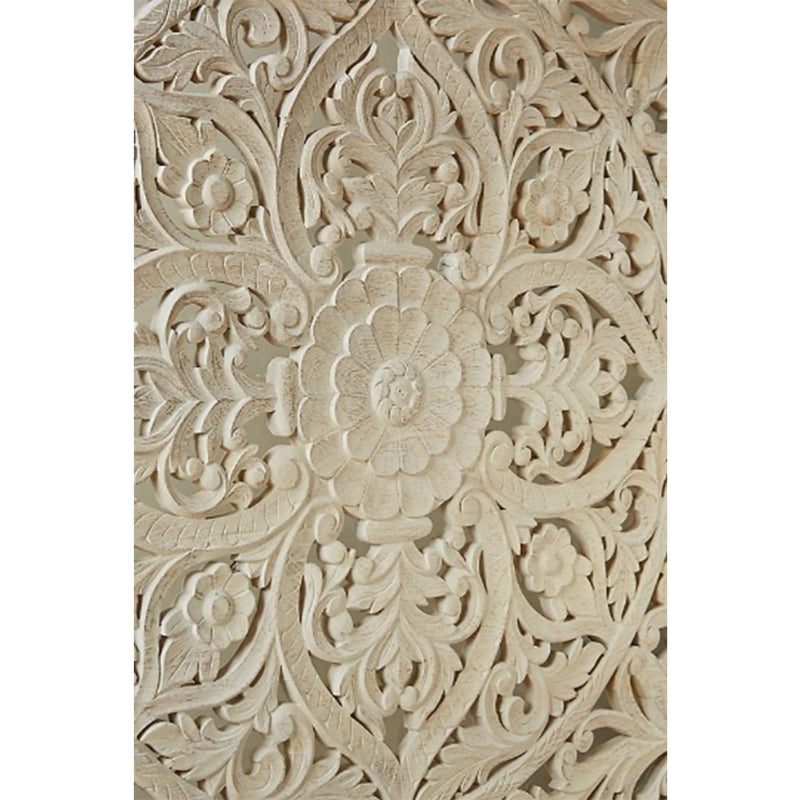 Dynasty Hand Carved Indian Solid Wooden Bed Frame White