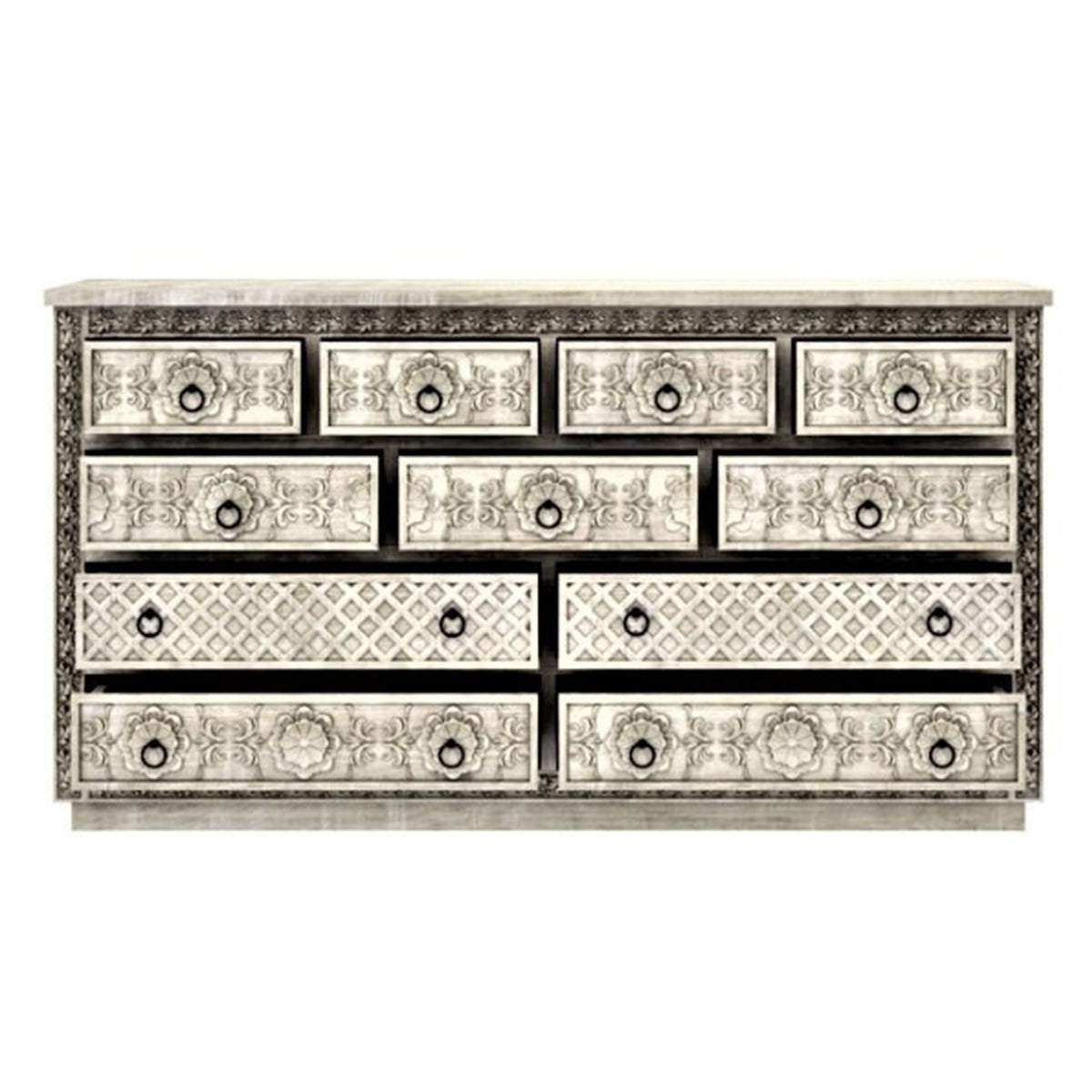 Juffair Hand Carved Wooden eleven Drawer Dresser