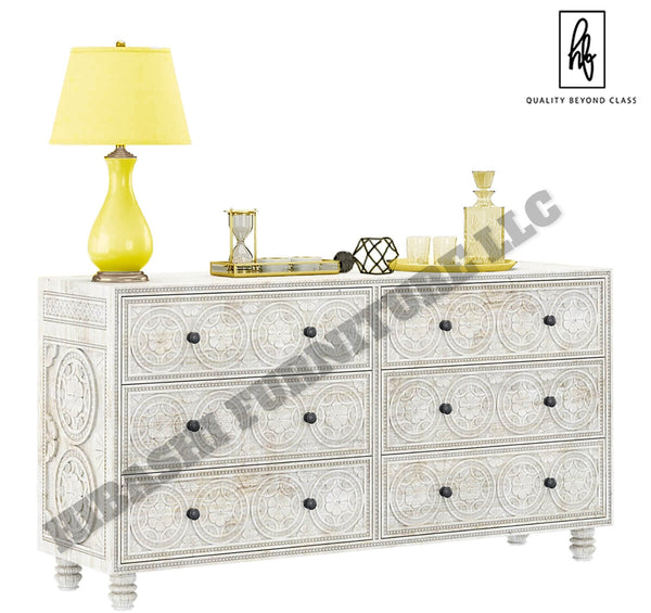 KHALIFA Hand carved 6 Drawer Dresser