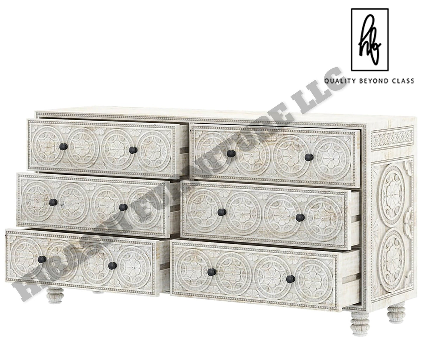 KHALIFA Hand carved 6 Drawer Dresser