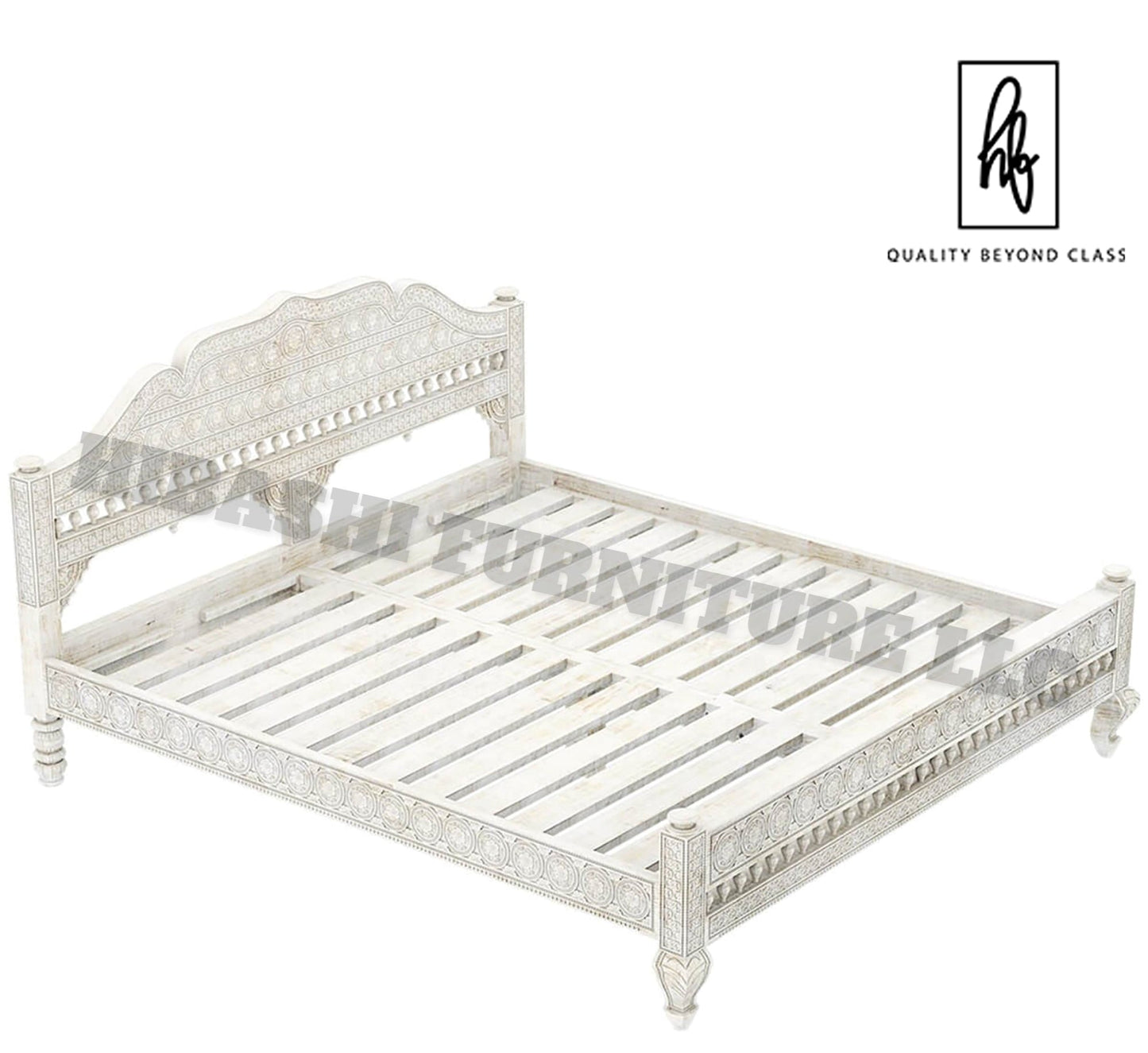 KHALIFA Hand carved Indian Bed Queen/King