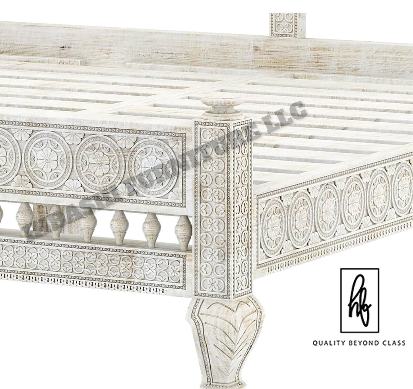 KHALIFA Hand carved Indian Bed Queen/King