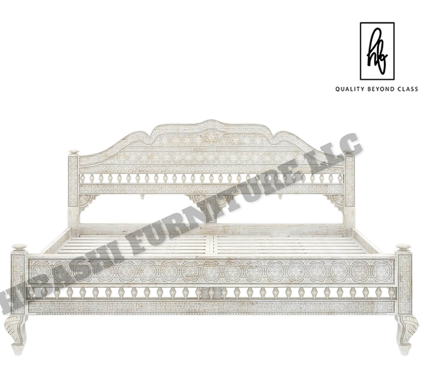 KHALIFA Hand carved Indian Bed Queen/King