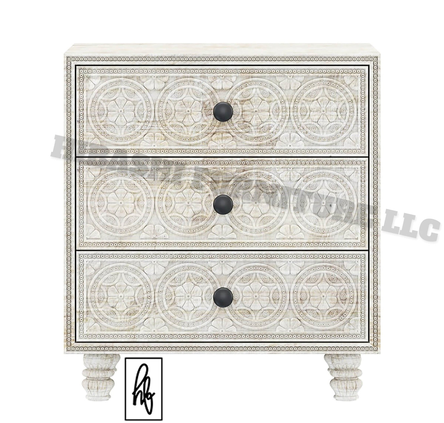 KHALIFA Hand carved Bedside Table