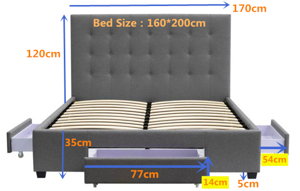 HF1715 Upholstered Bed Frame