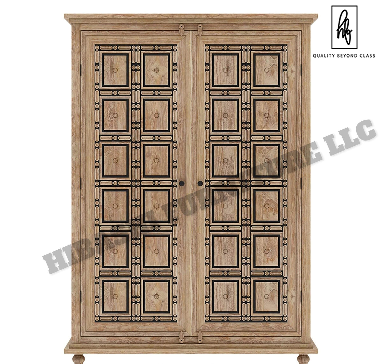 KARINA Traditional Solid Wood Armoire Wardrobe With 4 Drawers