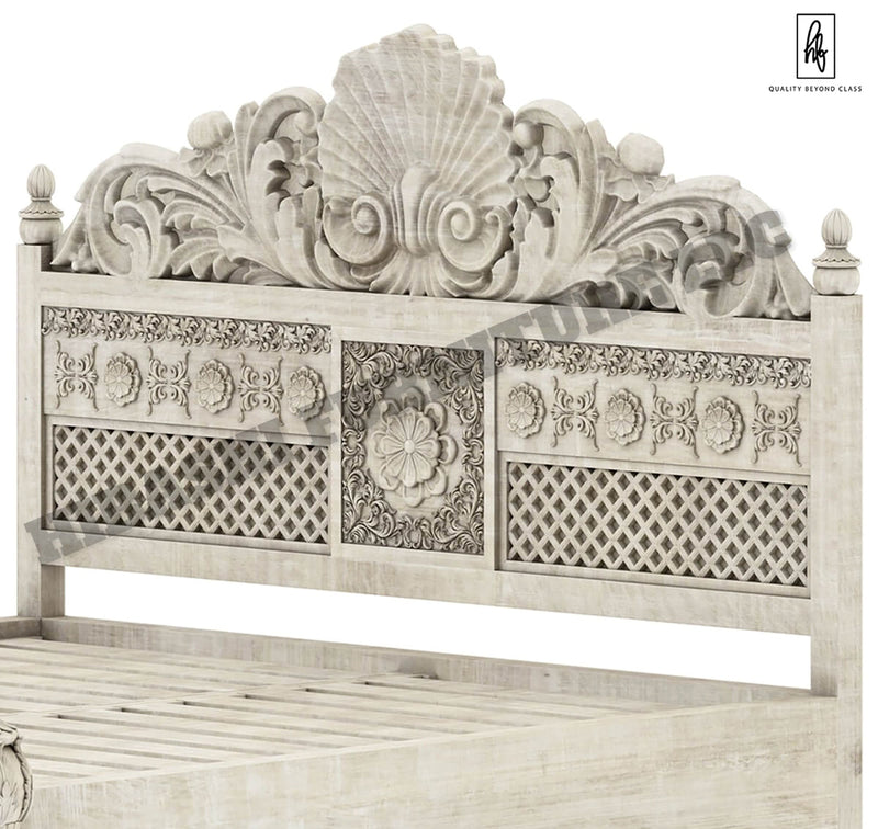 Juffair Hand Carved Solid Wood Platform Bed