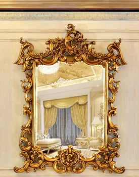 Majestic Hand Carved Solid Mango Wood Console Table and Mirror Set