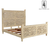 Sasha - Floral Hand Carved Indian Solid Wooden Bed Frame 1