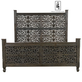 Sasha - Floral Hand Carved Indian Solid Wooden Bed Frame 1