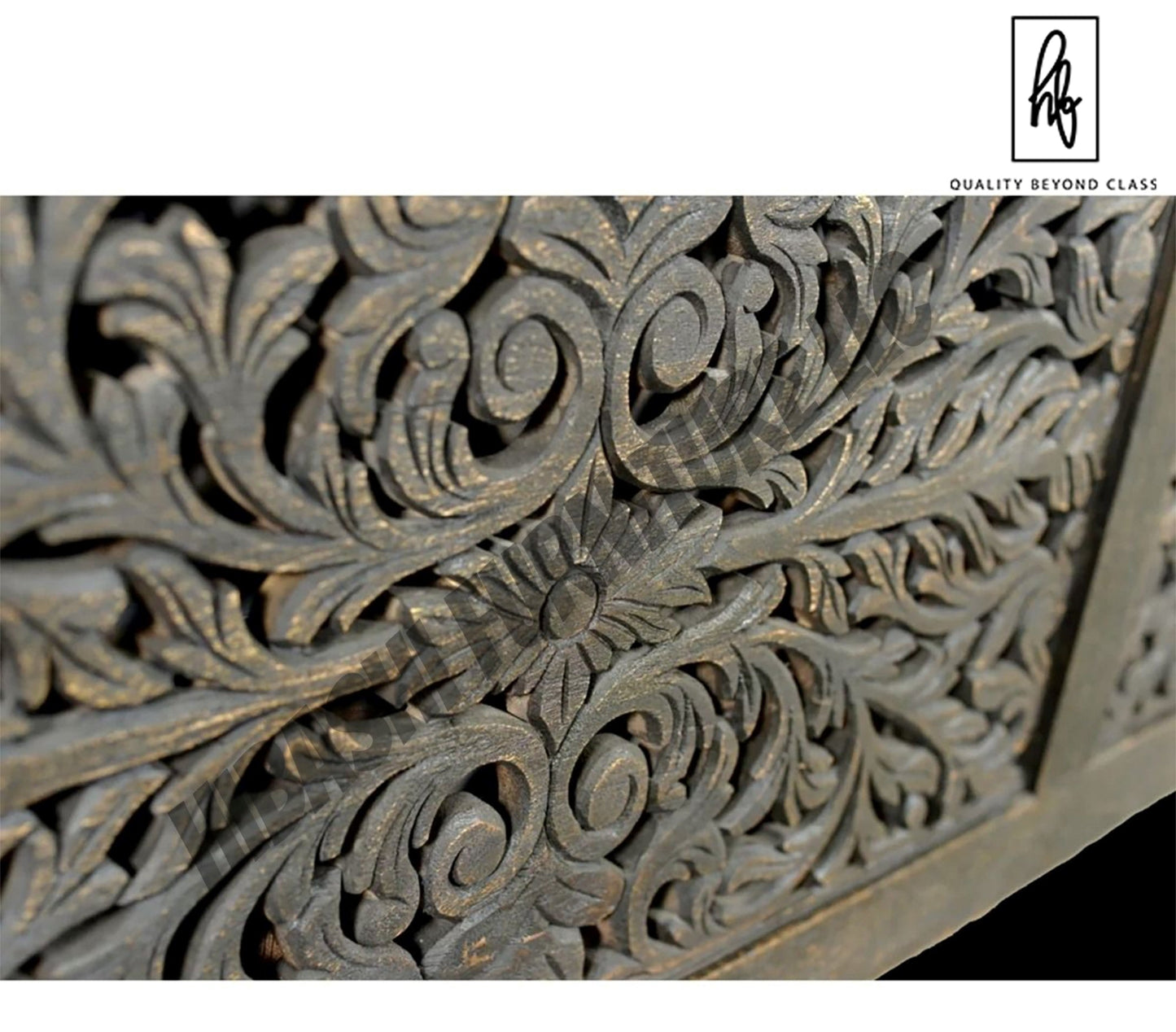 Floral Hand Carved Moroccan Style Flatform Bed