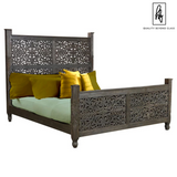 Sasha - Floral Hand Carved Indian Solid Wooden Bed Frame 1