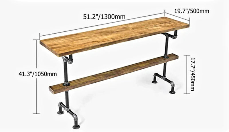 Banga Retro Rectangular Bar Table Natural Industrial Pub Table