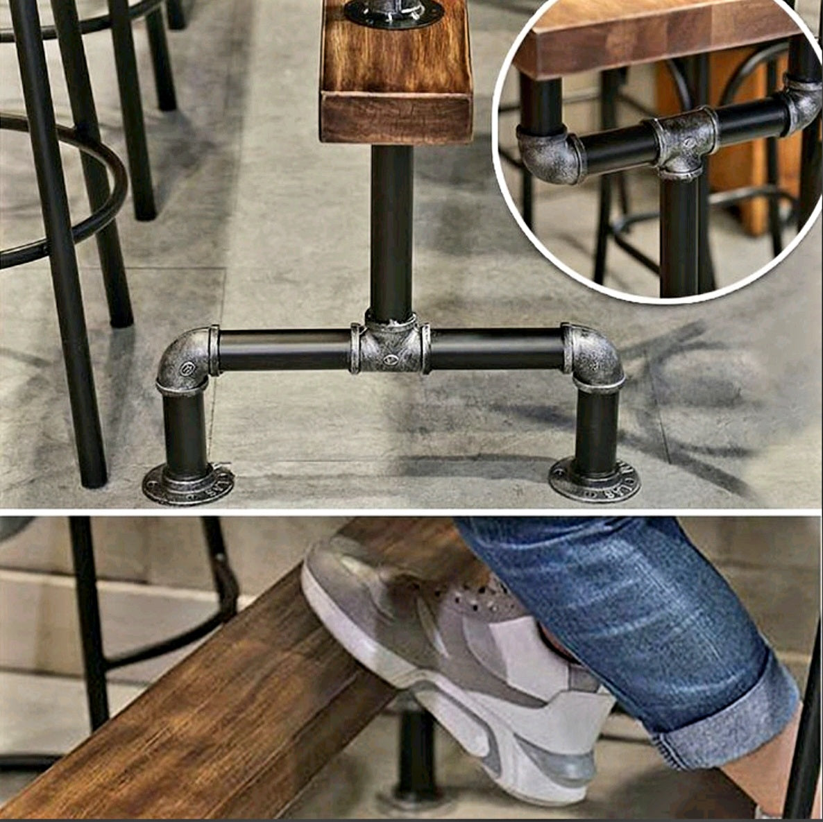 Banga Retro Rectangular Bar Table Natural Industrial Pub Table