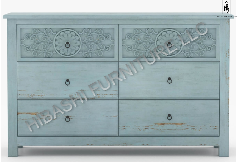 Tallaq Hand Carved Solid Mango Wood Dresser