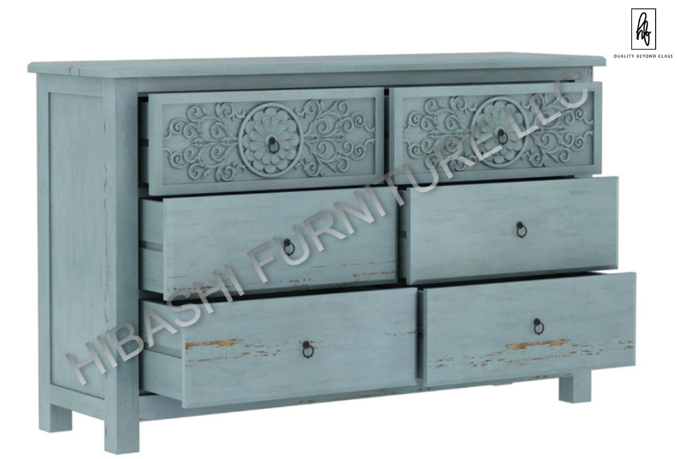Tallaq Hand Carved Solid Mango Wood Dresser