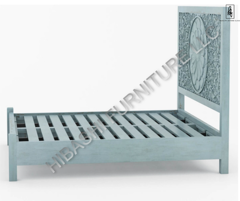 Tallaq Hand Carved Solid Mango Wood Bed